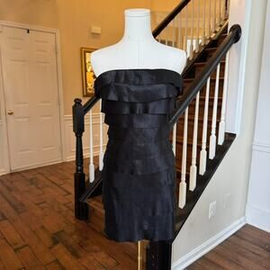 black strapless tiered y2k mini dress express